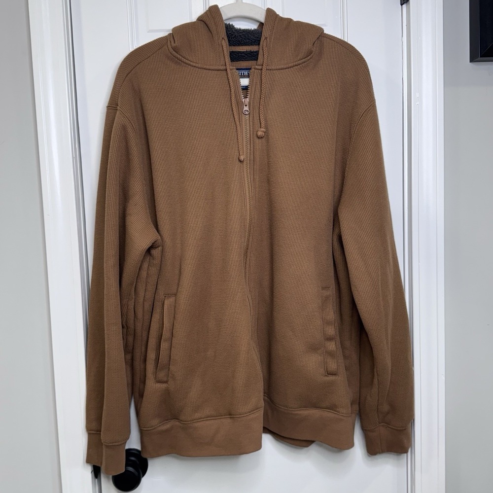 Smith's Workwear Sherpa Lined Thermal Mens 2XL Hoodie Full Zip Brown